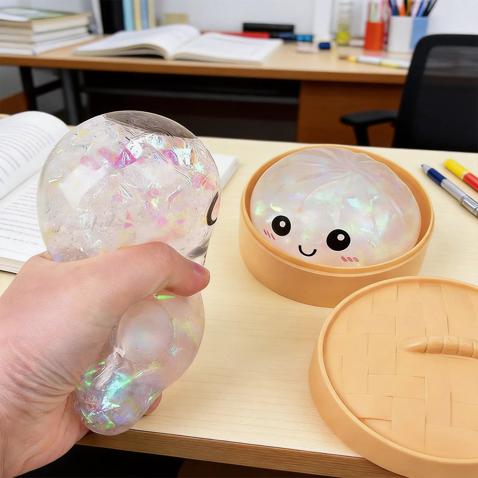 Glitter Bun Fidget Toy Kawaii Dumpling Squeeze Dough Ball Desk Toy Viral Fall 2026 Gift Stress Relief 6