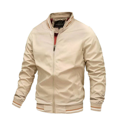 Men's Zip-Up Bomber Jacket with Ribbed Trim