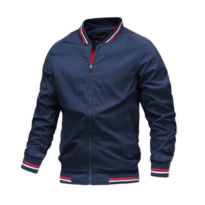 Men's Zip-Up Bomber Jacket with Ribbed Trim