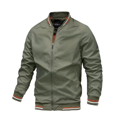 Men's Zip-Up Bomber Jacket with Ribbed Trim