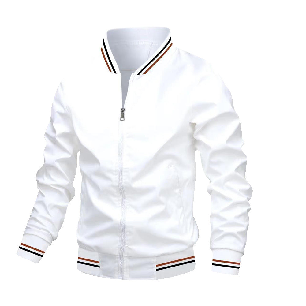 Men's Zip-Up Bomber Jacket with Ribbed Trim