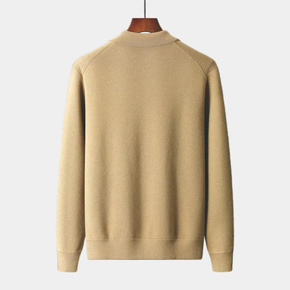 Men's Knit Cardigan – Collar, Flap Pockets