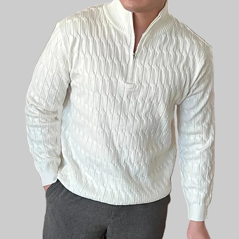 Men's Quarter-Zip Cable Knit Sweater