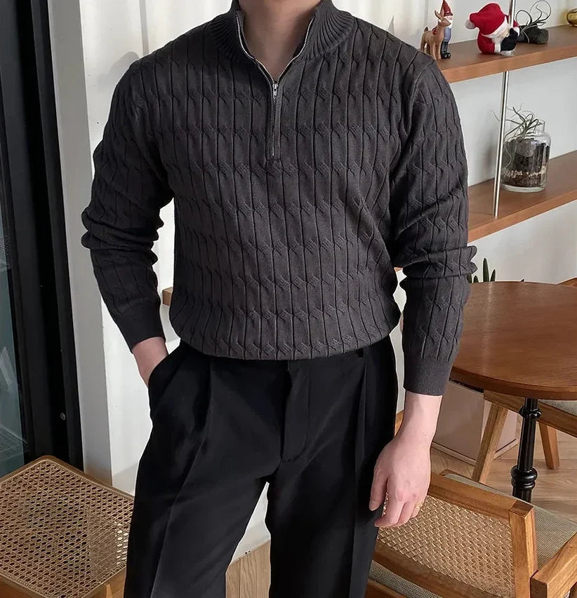 Men's Quarter-Zip Cable Knit Sweater
