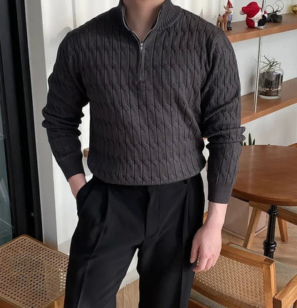 Men's Quarter-Zip Cable Knit Sweater