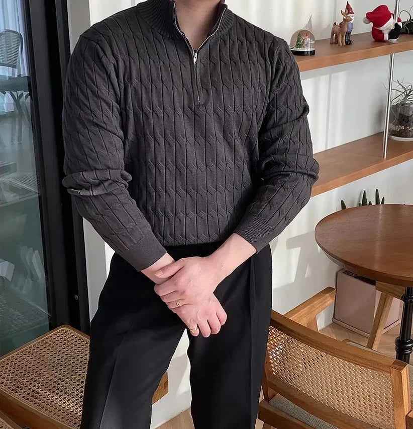 Men's Quarter-Zip Cable Knit Sweater