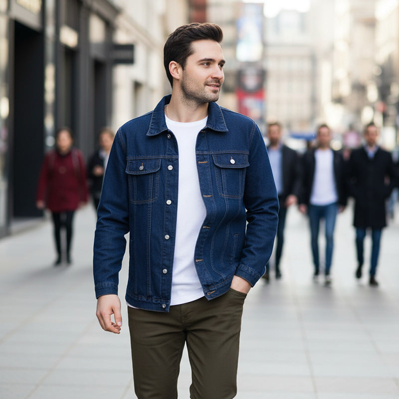 Men's Denim Jacket with Chest Pockets