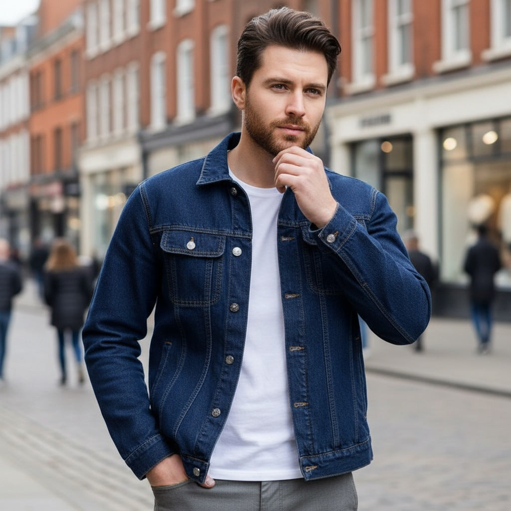 Men's Denim Jacket with Chest Pockets