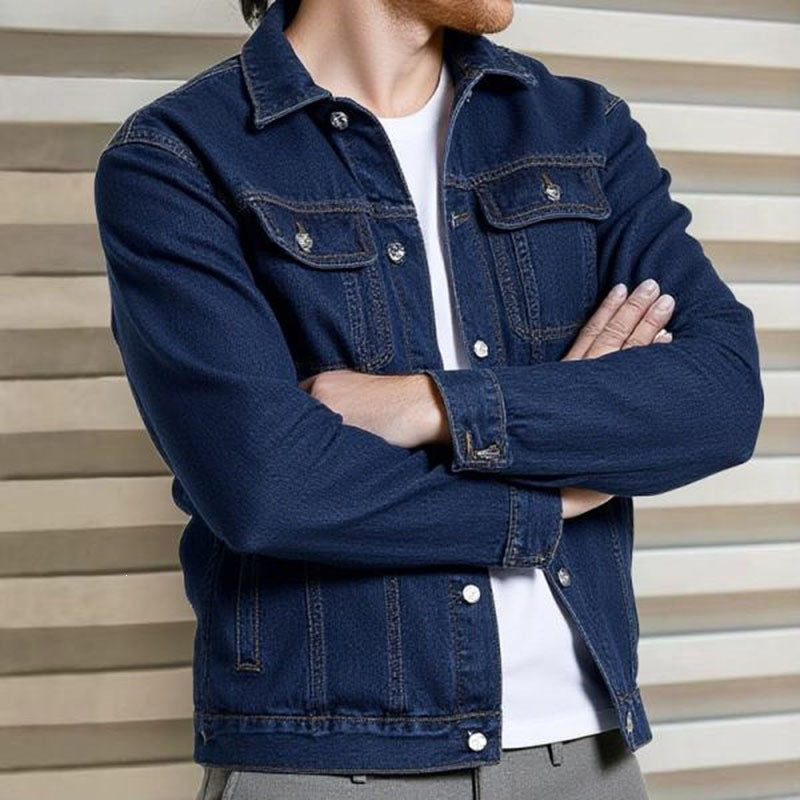 Men's Denim Jacket with Chest Pockets