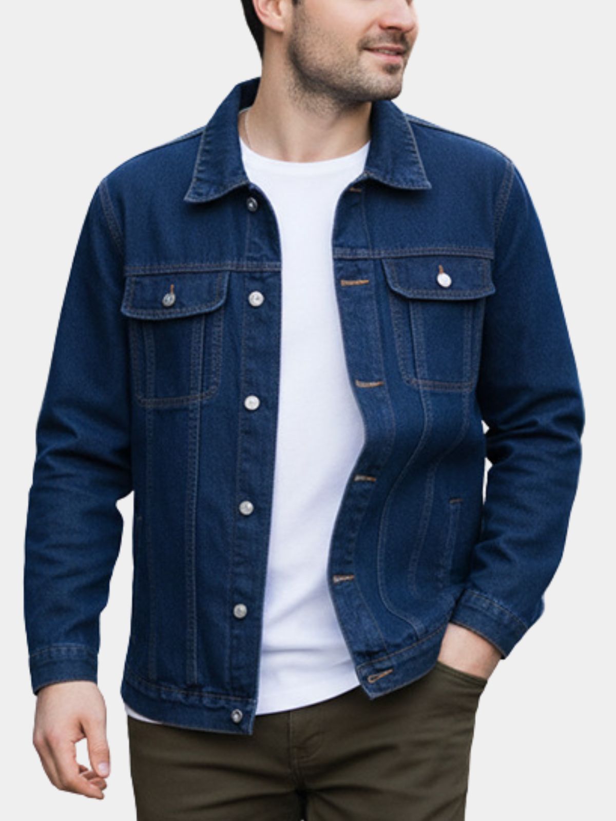 Men's Denim Jacket with Chest Pockets