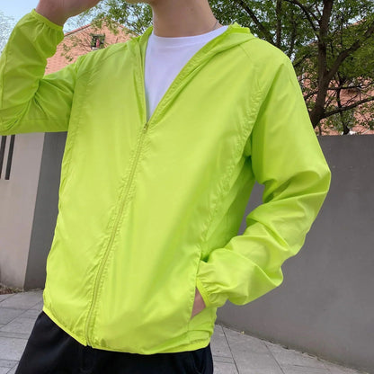 Men's Hooded Zip-Up Jacket with Side Pockets