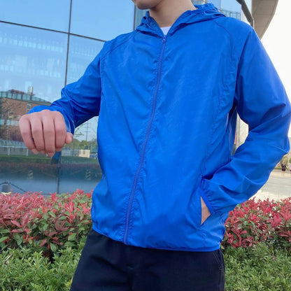 Men's Hooded Zip-Up Jacket with Side Pockets