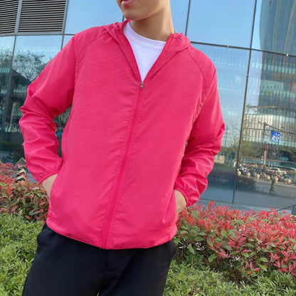 Men's Hooded Zip-Up Jacket with Side Pockets