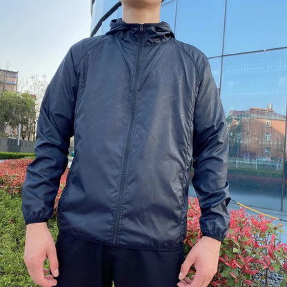 Men's Hooded Zip-Up Jacket with Side Pockets