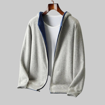 Men's Zip-Up Knit Hooded Sweater Cardigan