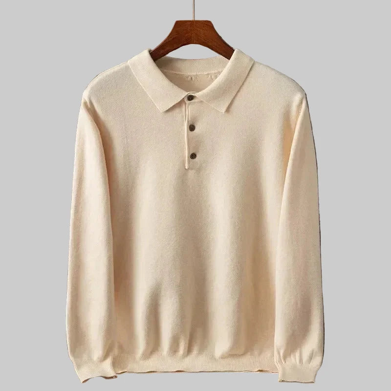 Men's Long-Sleeve Knit Polo Sweater