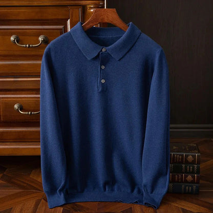 Men's Long-Sleeve Knit Polo Sweater