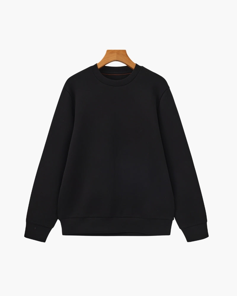 Men's Crew Neck Pullover Sweater with Ribbed Cuffs