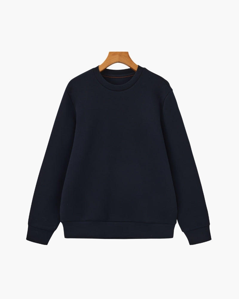 Men's Crew Neck Pullover Sweater with Ribbed Cuffs