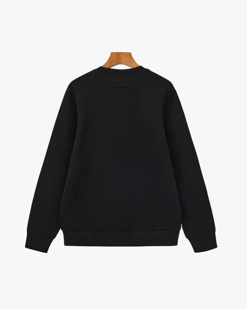 Men's Crew Neck Pullover Sweater with Ribbed Cuffs