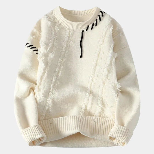 Men's Crewneck Sweater – Frayed Seams Distressed