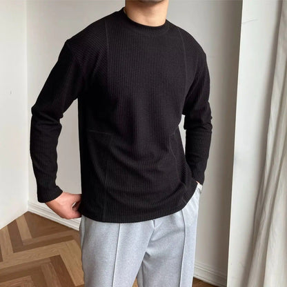 Men's Textured Long Sleeve Crewneck Sweater