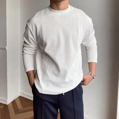 Men's Textured Long Sleeve Crewneck Sweater