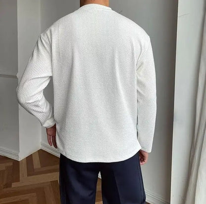 Men's Textured Long Sleeve Crewneck Sweater