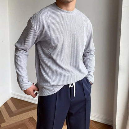 Men's Textured Long Sleeve Crewneck Sweater