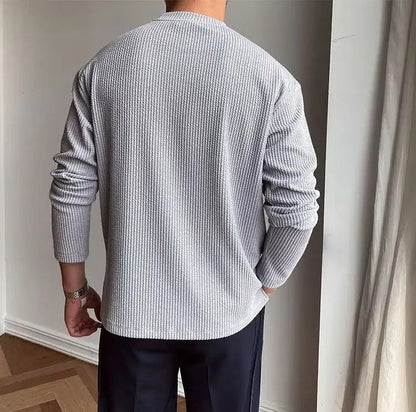 Men's Textured Long Sleeve Crewneck Sweater