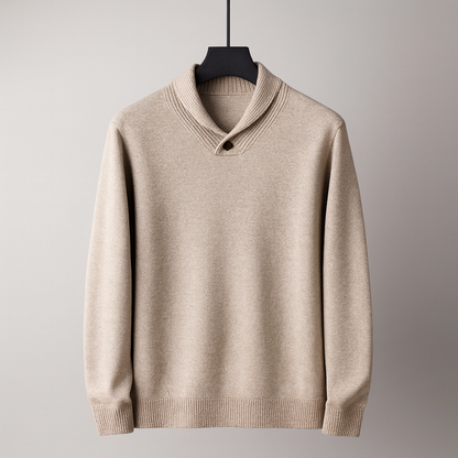 Men's Shawl Collar Knit Sweater with Button