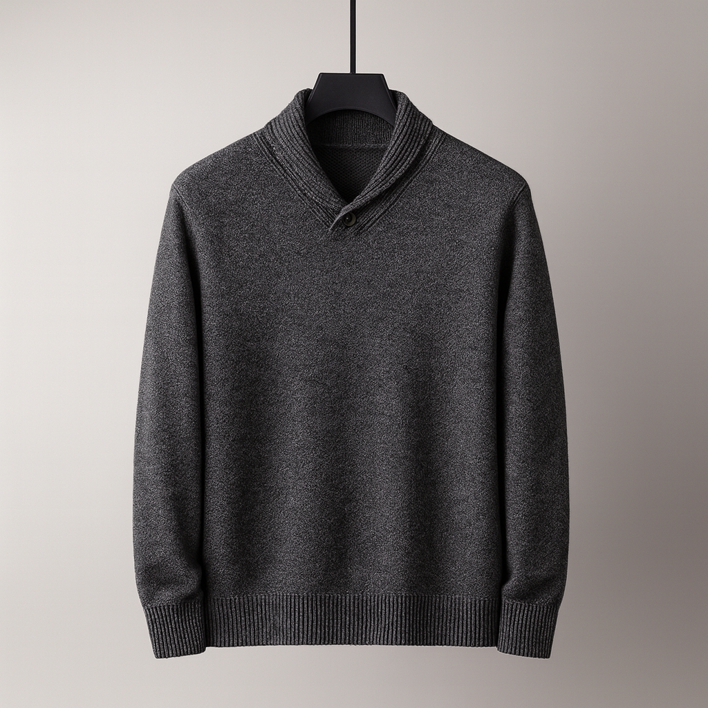 Men's Shawl Collar Knit Sweater with Button