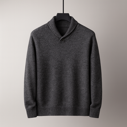 Men's Shawl Collar Knit Sweater with Button