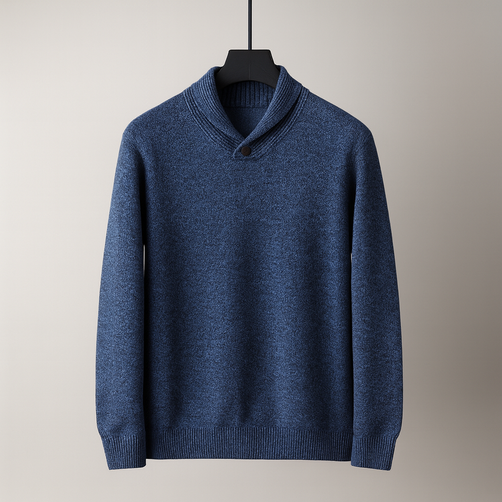 Men's Shawl Collar Knit Sweater with Button