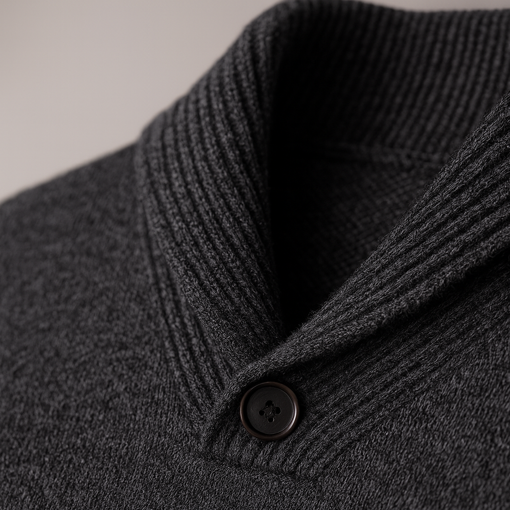 Men's Shawl Collar Knit Sweater with Button