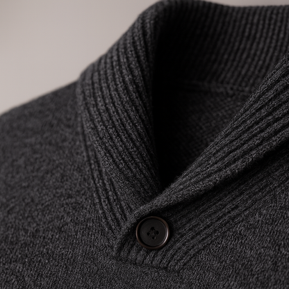 Men's Shawl Collar Knit Sweater with Button