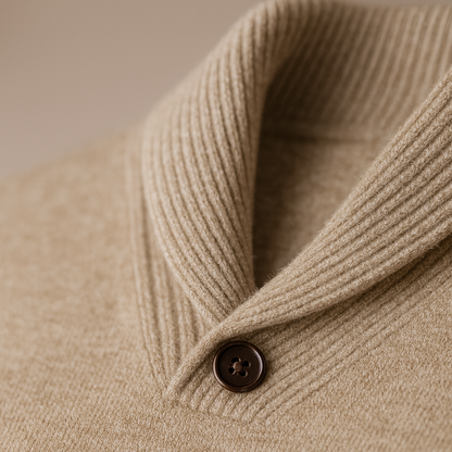 Men's Shawl Collar Knit Sweater with Button