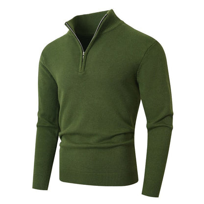 Men's Half-Zip Knit Sweater with Stand Collar