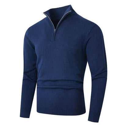 Men's Half-Zip Knit Sweater with Stand Collar