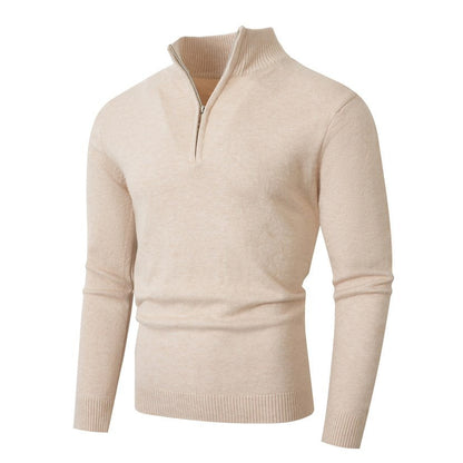 Men's Half-Zip Knit Sweater with Stand Collar