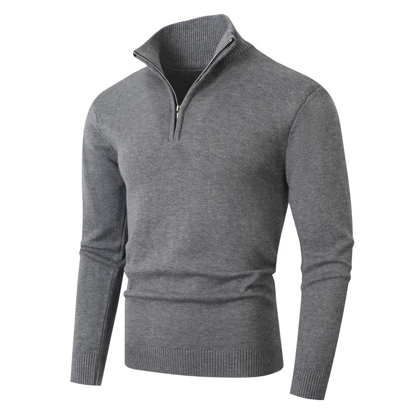 Men's Half-Zip Knit Sweater with Stand Collar