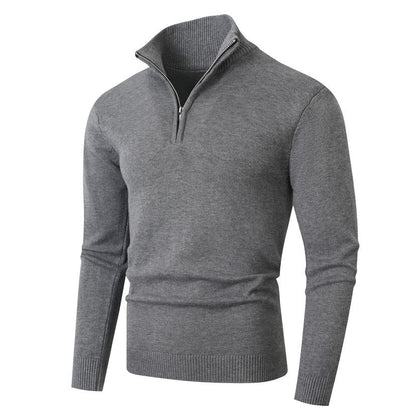 Men's Half-Zip Knit Sweater with Stand Collar