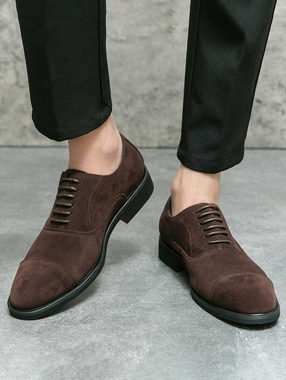 Men's Suede Cap Toe Lace-Up Dress Shoes
