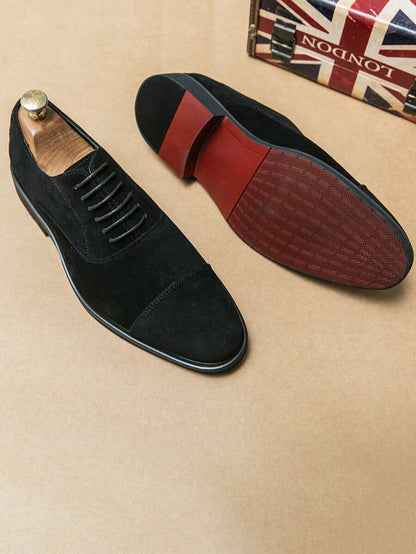 Men's Suede Cap Toe Lace-Up Dress Shoes