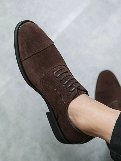 Men's Suede Cap Toe Lace-Up Dress Shoes