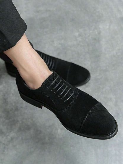 Men's Suede Cap Toe Lace-Up Dress Shoes