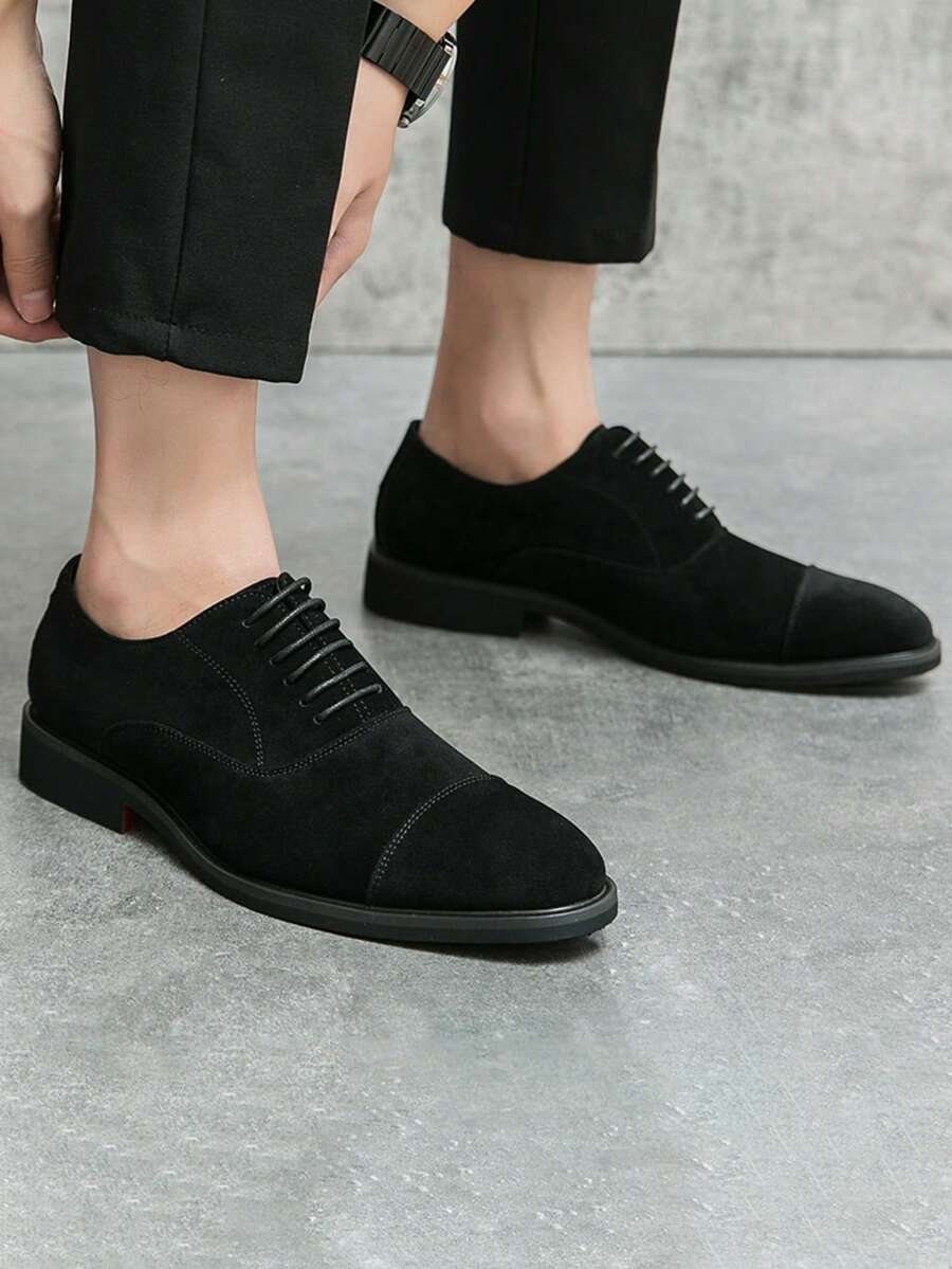 Men's Suede Cap Toe Lace-Up Dress Shoes