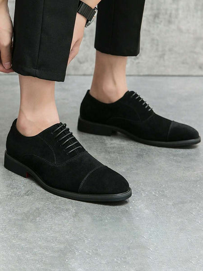 Men's Suede Cap Toe Lace-Up Dress Shoes