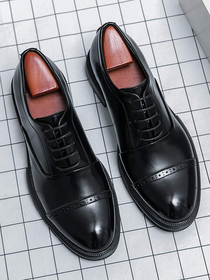 Men's Lace-Up Oxford Shoes with Perforated Cap Toe