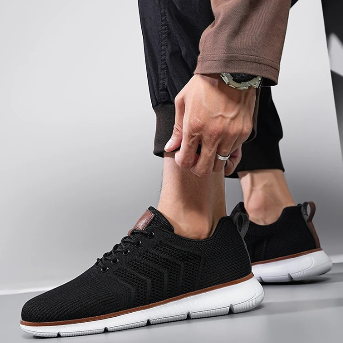 Men's Breathable Knit Lace-Up Sneakers